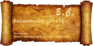 Balassovich Cirill névjegykártya